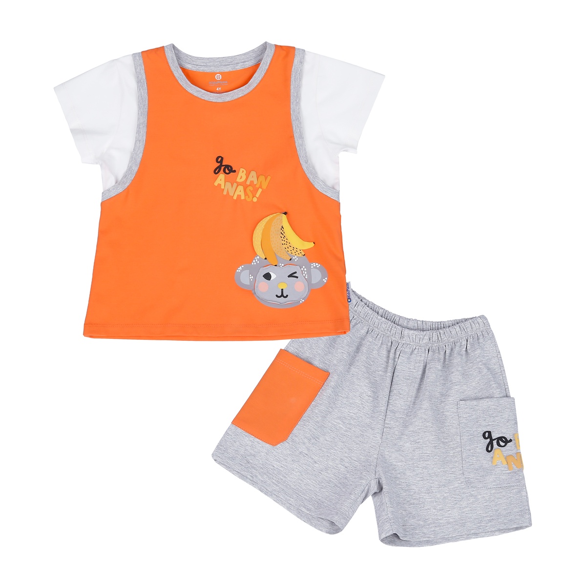 Bộ quần áo bé trai cộc tay KidsPlaza in Go Bananas TT23H (Cam)