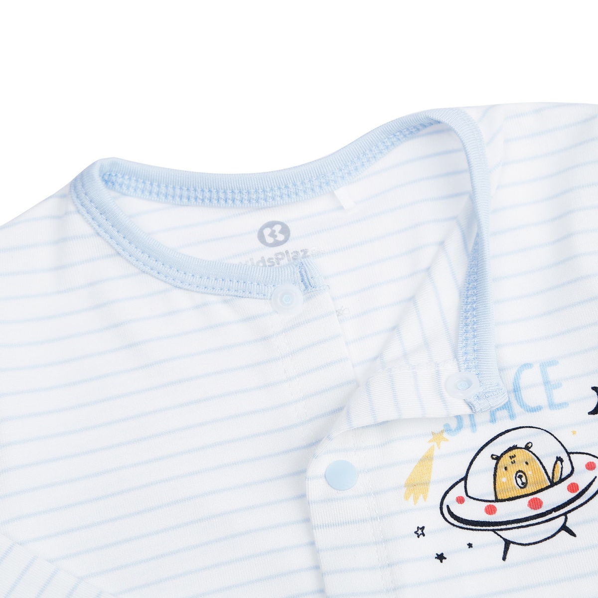 Bộ quần áo bé trai dài tay cài giữa Otis KidsPlaza ND21T (Trắng Xanh) - mặt sau