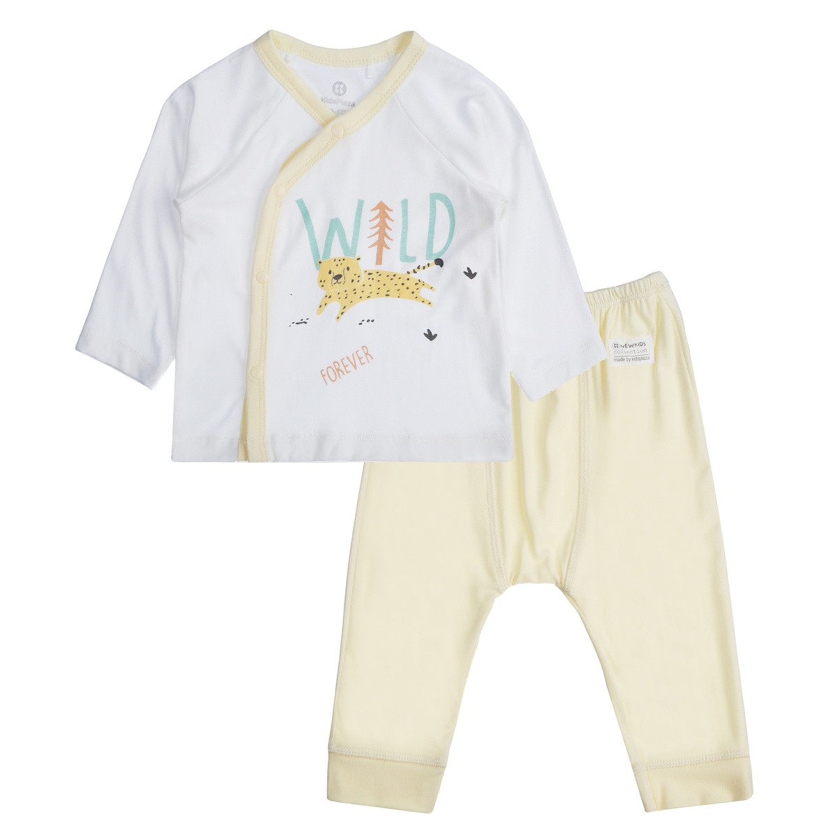 Bộ quần áo bé trai dài tay kẻ cài lệch Otis KidsPlaza ND21T (Trắng Vàng)