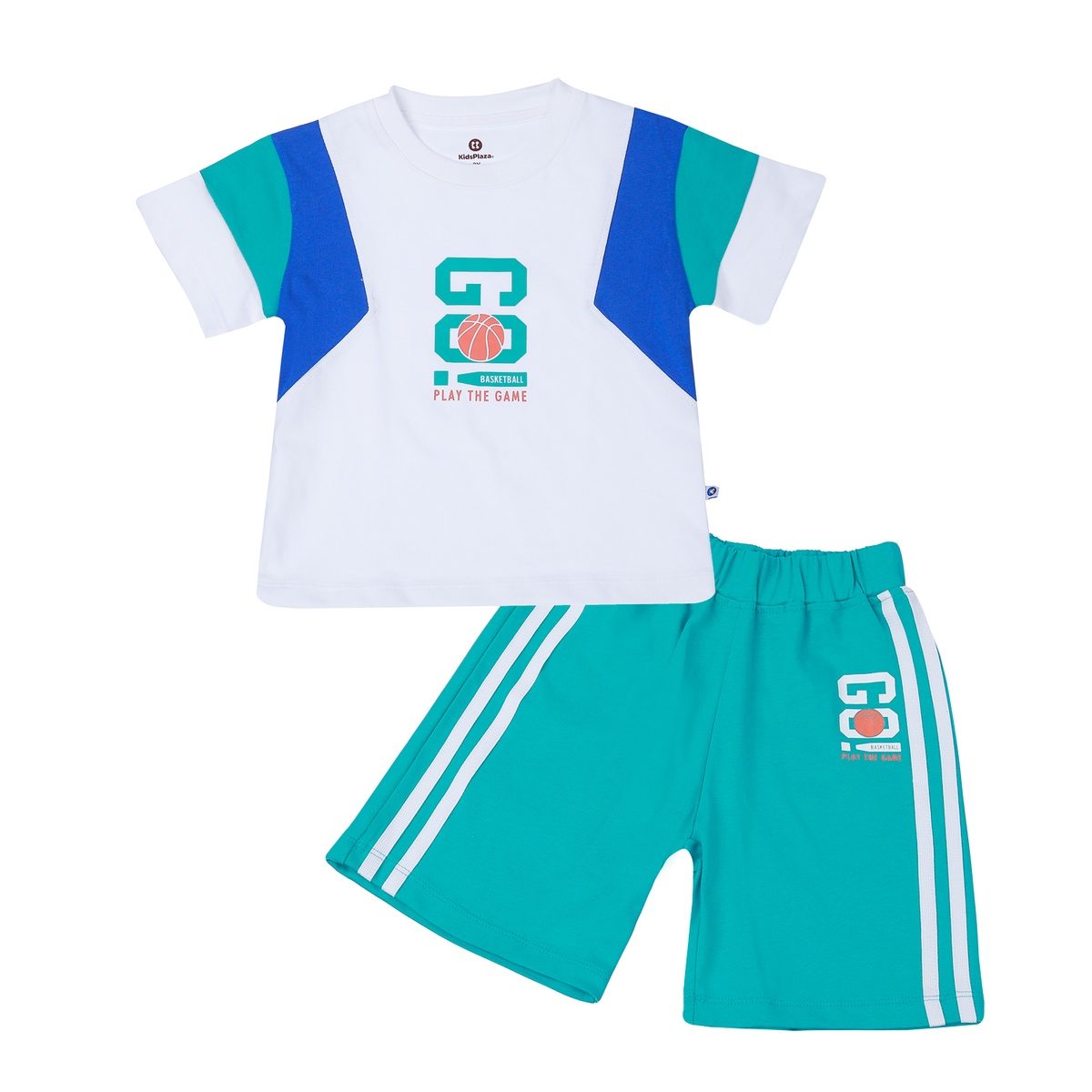 Bộ quần áo bé trai KidsPlaza phối tay in GO HN23H (Trắng xanh)