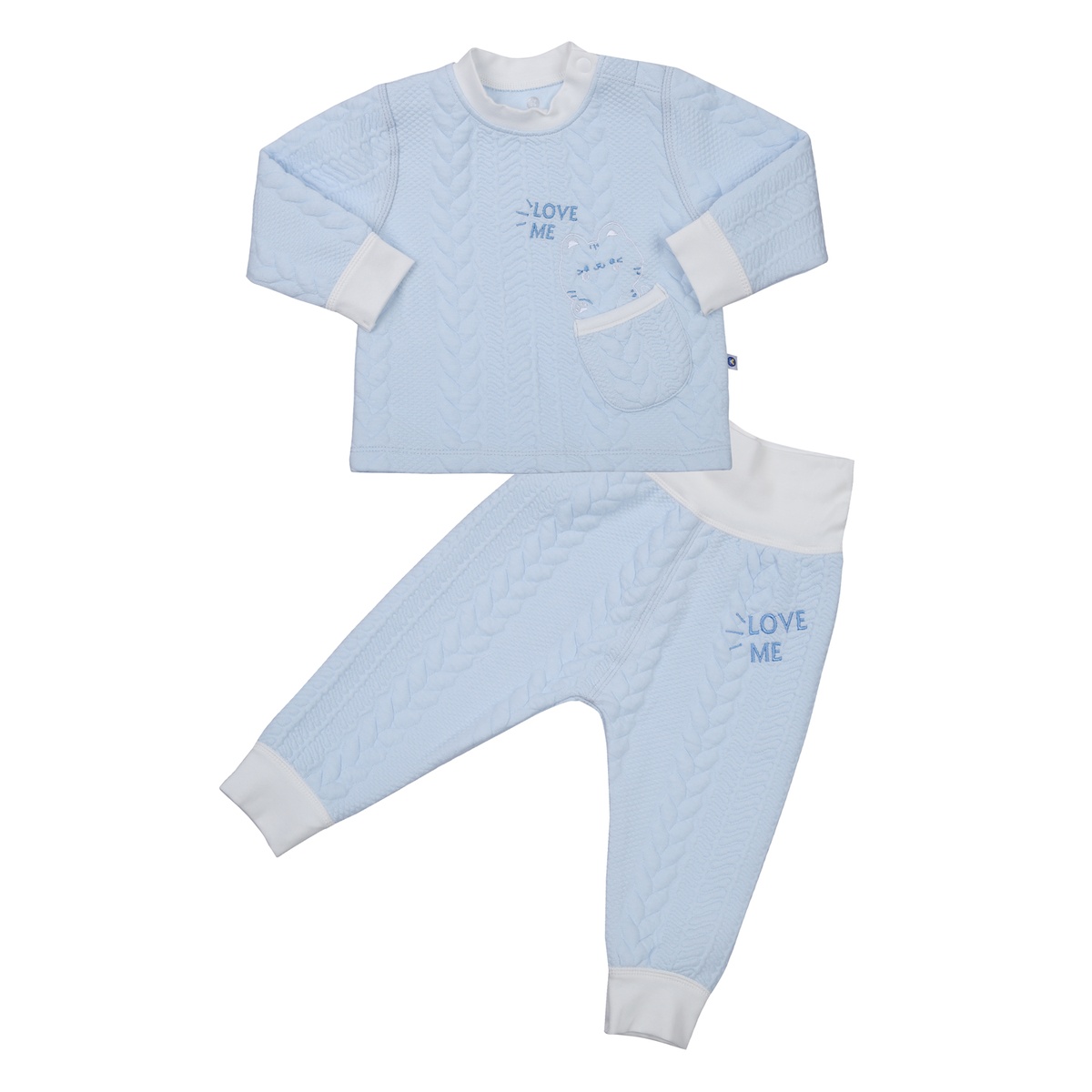Bộ quần áo bông bé trai cài vai KidsPlaza HN23D (Xanh)