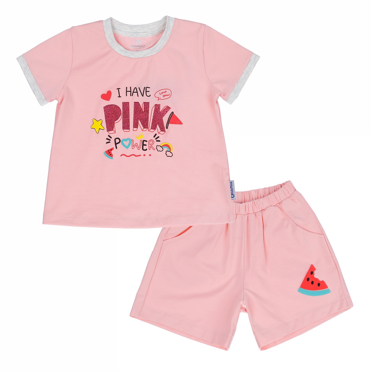 Bộ quần áo cộc tay bé gái Kids Plaza TT23H (Hồng)