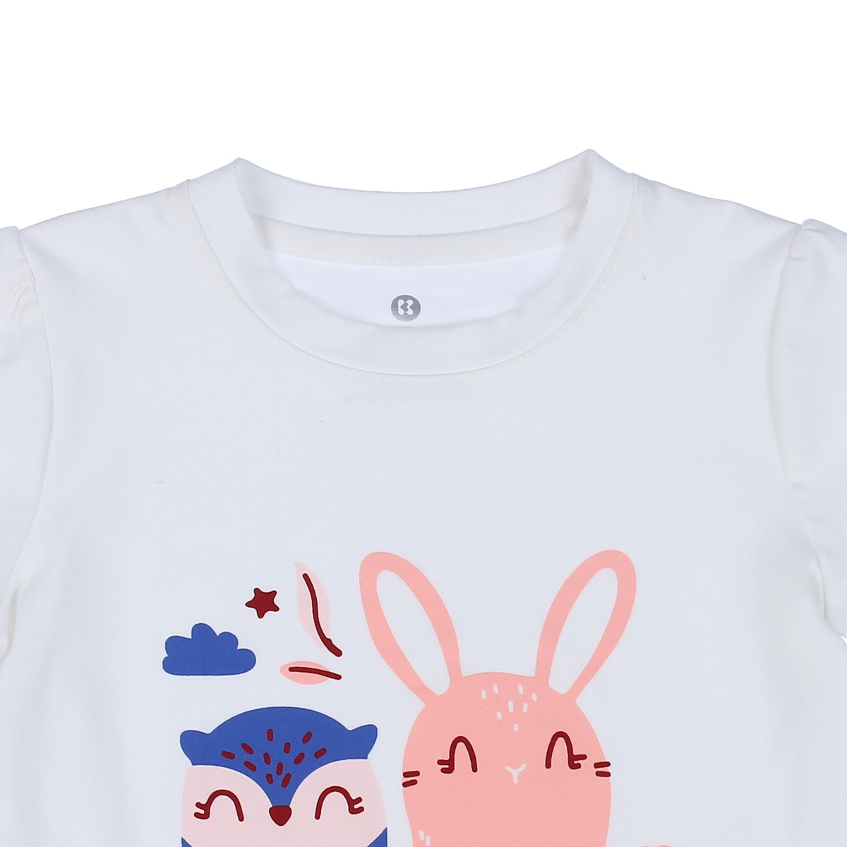 Bộ quần áo cộc tay bé gái KidsPlaza in hình Cú & Thỏ TT21H - mặt phải
