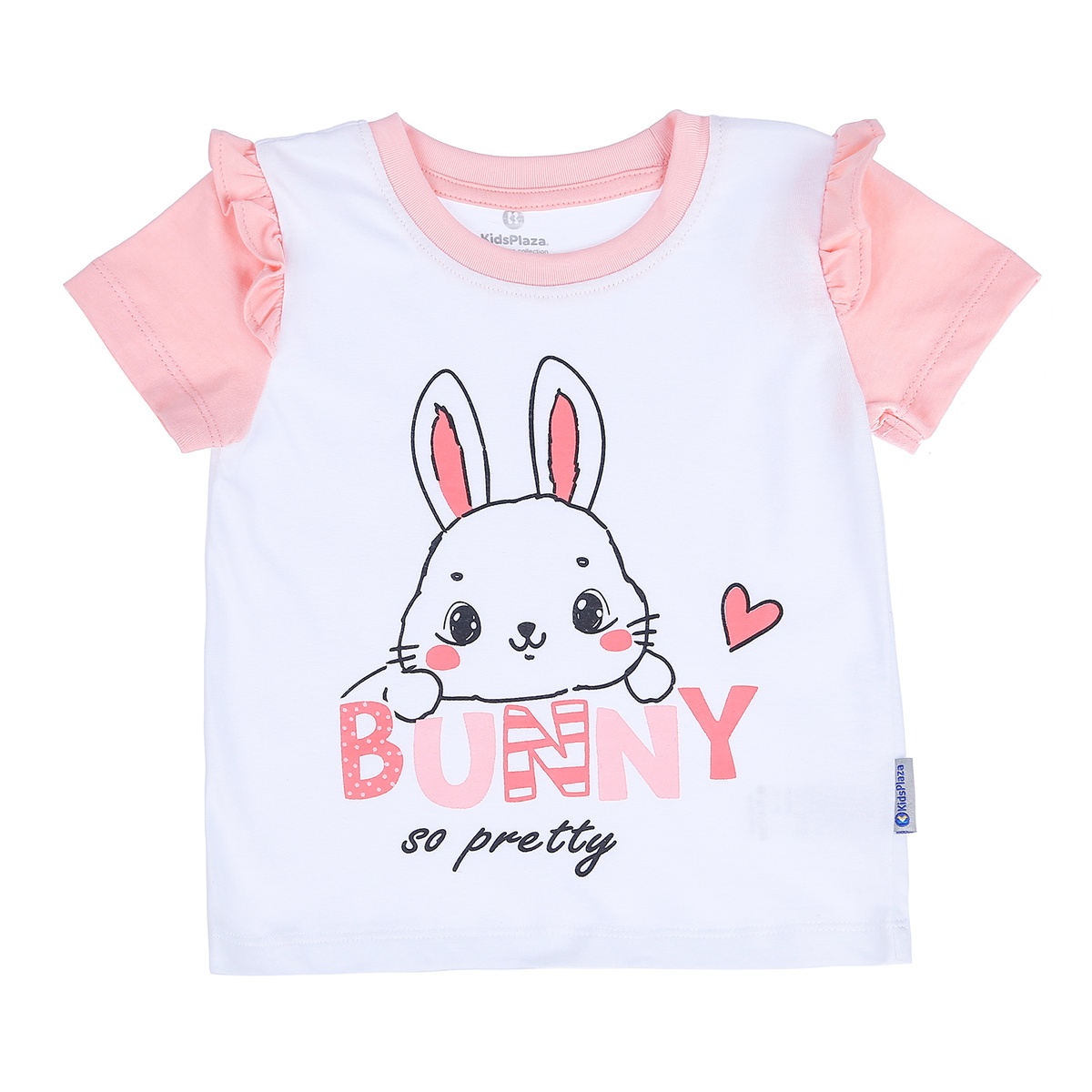 Bộ quần áo cộc tay bé gái KidsPlaza in hình Thỏ Bunny LN21T (Trắng Hồng) - mặt trái