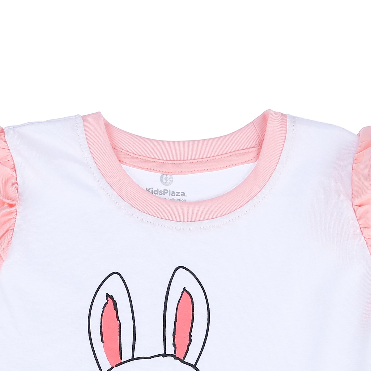 Bộ quần áo cộc tay bé gái KidsPlaza in hình Thỏ Bunny LN21T (Trắng Hồng) - mặt phải