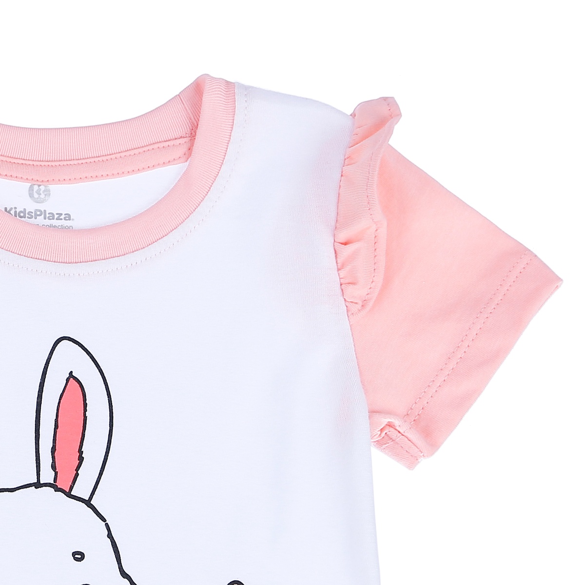 Bộ quần áo cộc tay bé gái KidsPlaza in hình Thỏ Bunny LN21T (Trắng Hồng) - mặt sau