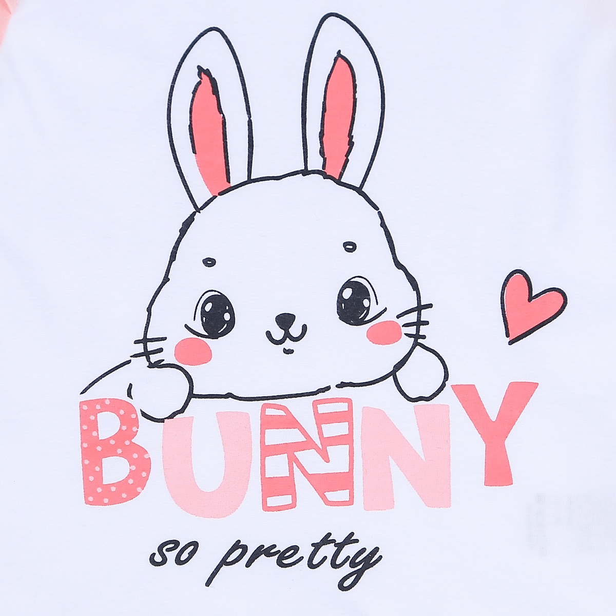 Bộ quần áo cộc tay bé gái KidsPlaza in hình Thỏ Bunny LN21T (Trắng Hồng) - góc nghiêng