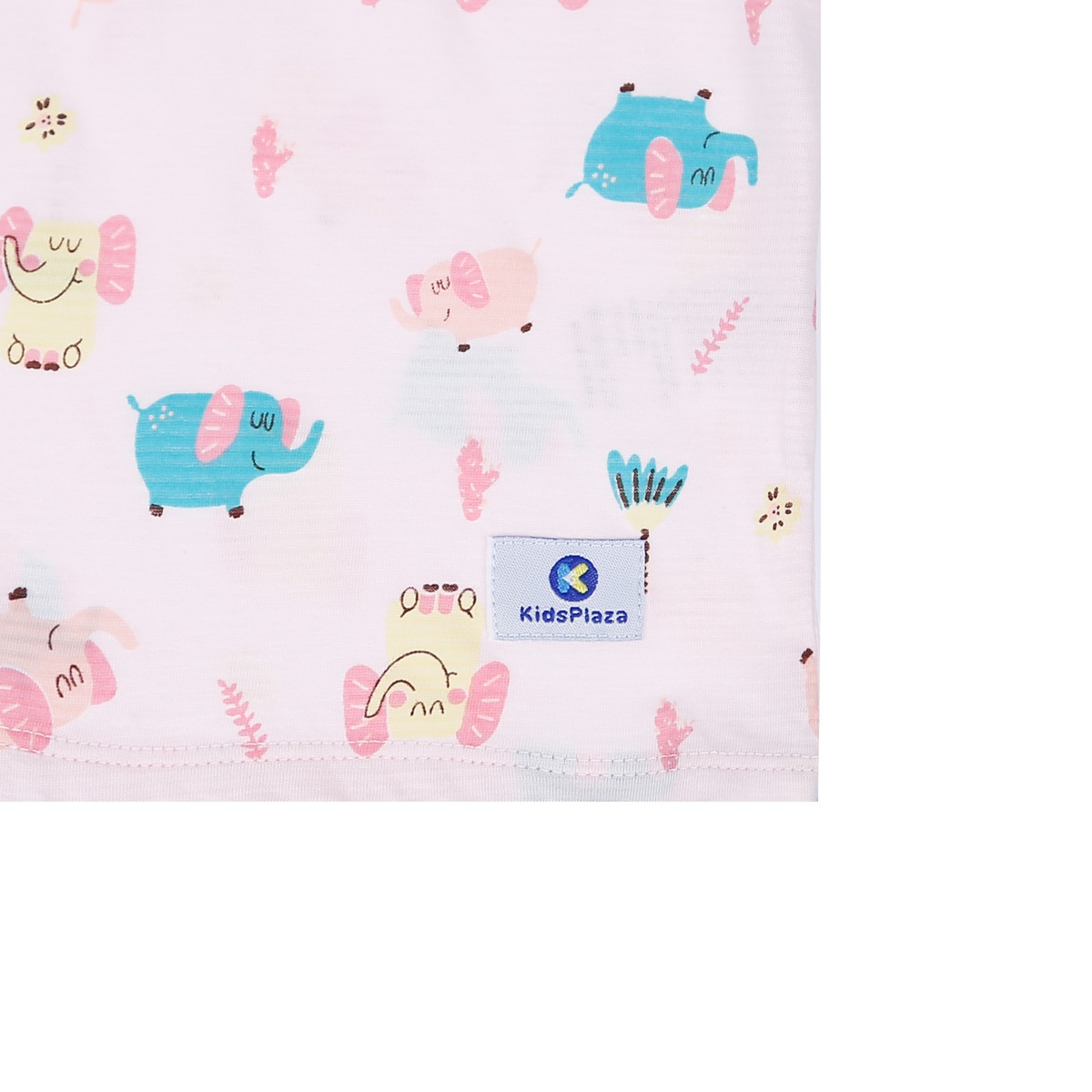 Bộ quần áo cộc tay bé gái Kidsplaza kẻ phối in hình Voi M21H (Hồng) - góc nghiêng