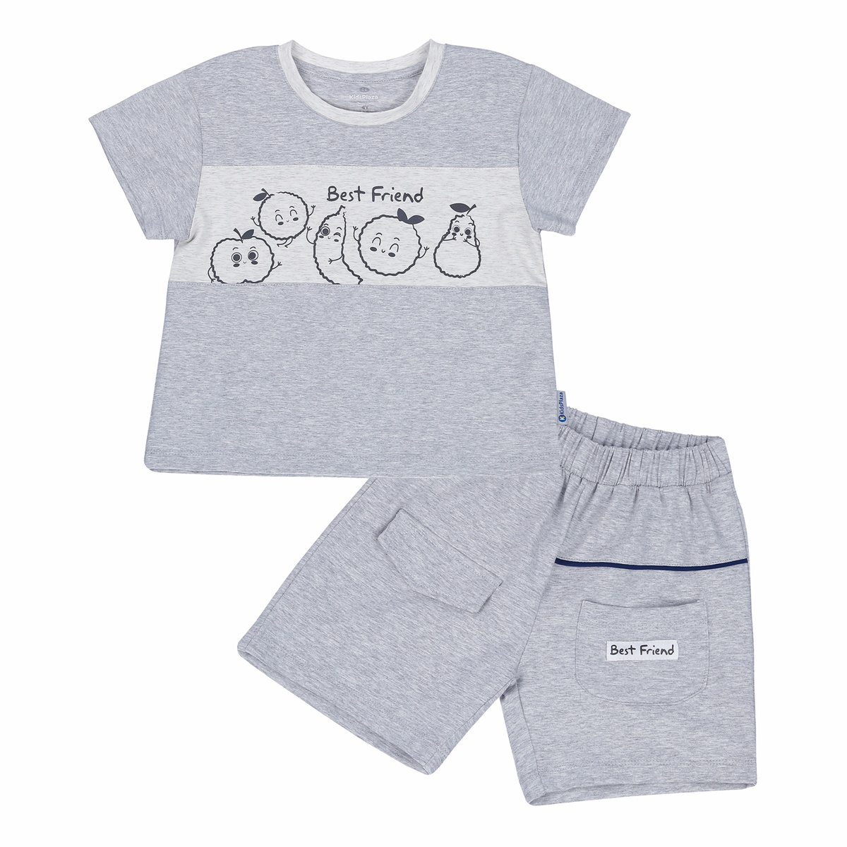 Bộ quần áo cộc tay bé trai Kids Plaza In Friend TT23H (Xám)