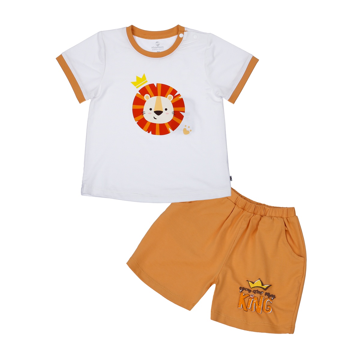 Bộ quần áo cộc tay bé trai KidsPlaza đầu lion TT23H (Trắng)