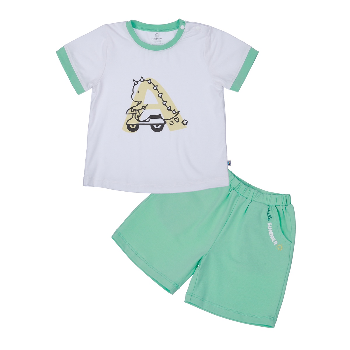 Bộ quần áo cộc tay bé trai KidsPlaza Dino TT23H (Trắng)