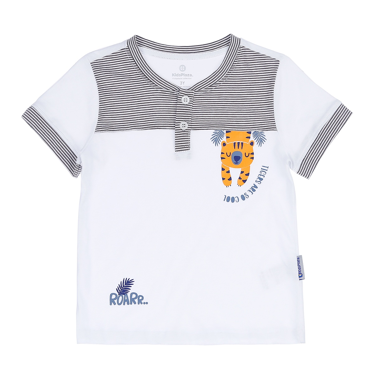 Bộ quần áo cộc tay bé trai KidsPlaza in hình Hổ Roarr LN21T (Trắng) - mặt trái