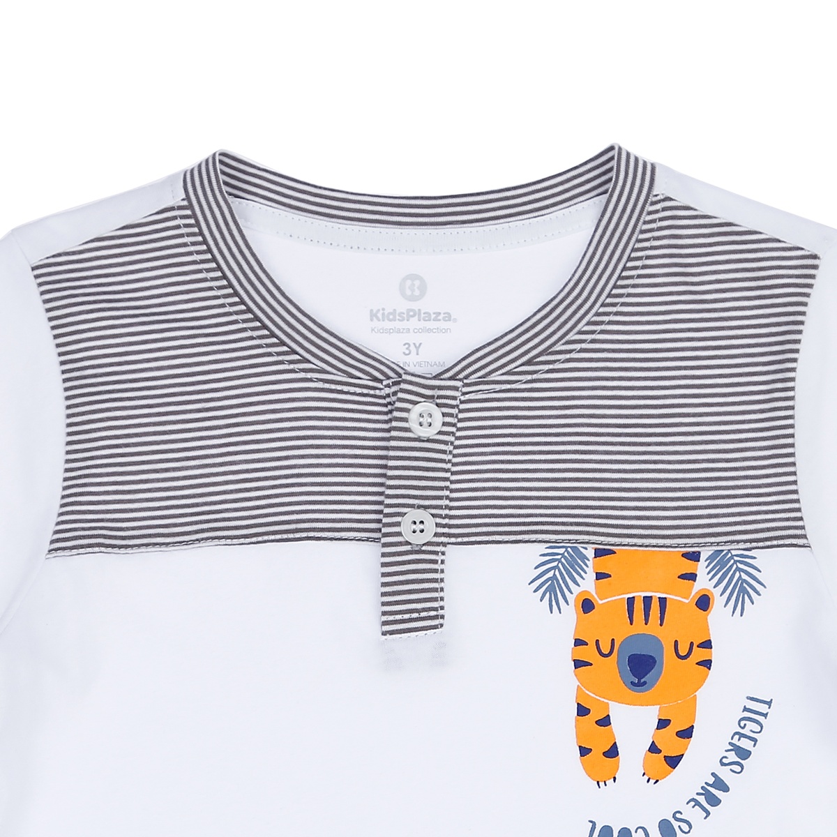 Bộ quần áo cộc tay bé trai KidsPlaza in hình Hổ Roarr LN21T (Trắng) - mặt phải
