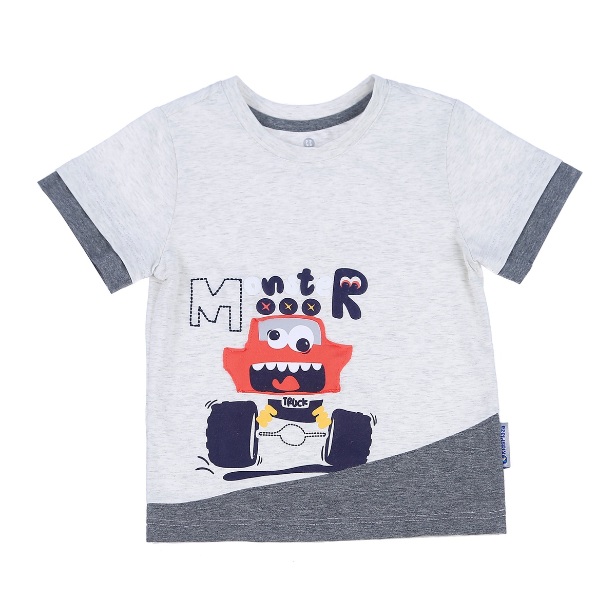Bộ quần áo cộc tay bé trai KidsPlaza in hình Monster TT21H (Xám) - mặt trái