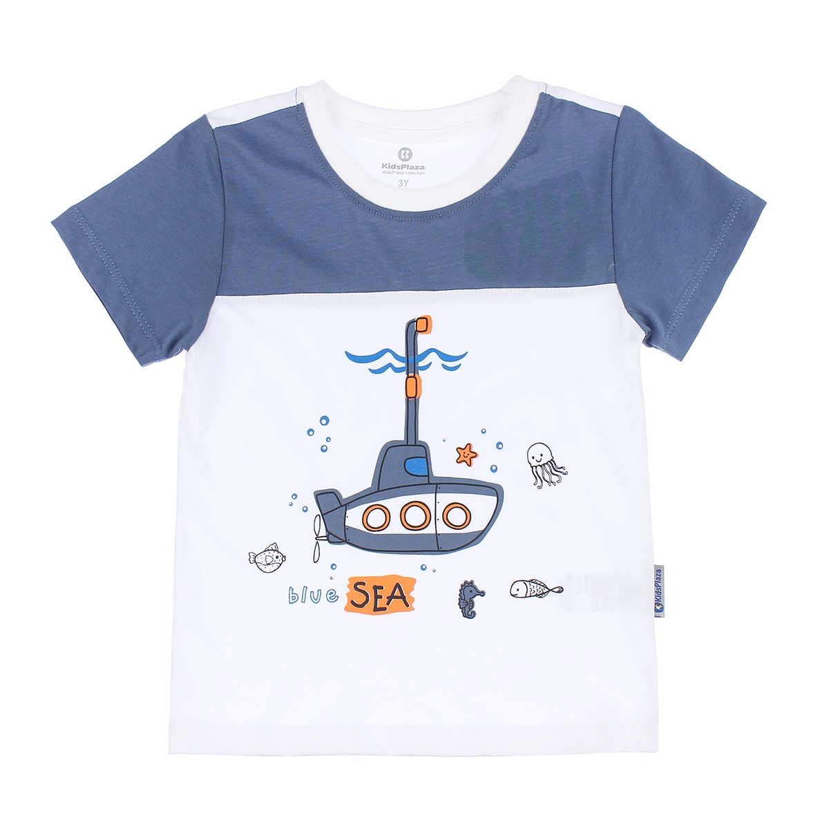 Bộ quần áo cộc tay bé trai KidsPlaza in hình Tàu Ngầm LN21T (Xanh) - mặt trái