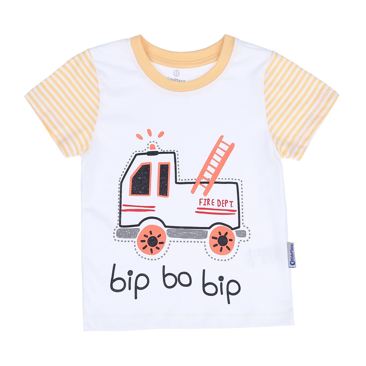 Bộ quần áo cộc tay bé trai KidsPlaza in hình Xe Cứu Hỏa Xe LN21T (Trắng Vàng) - mặt trái