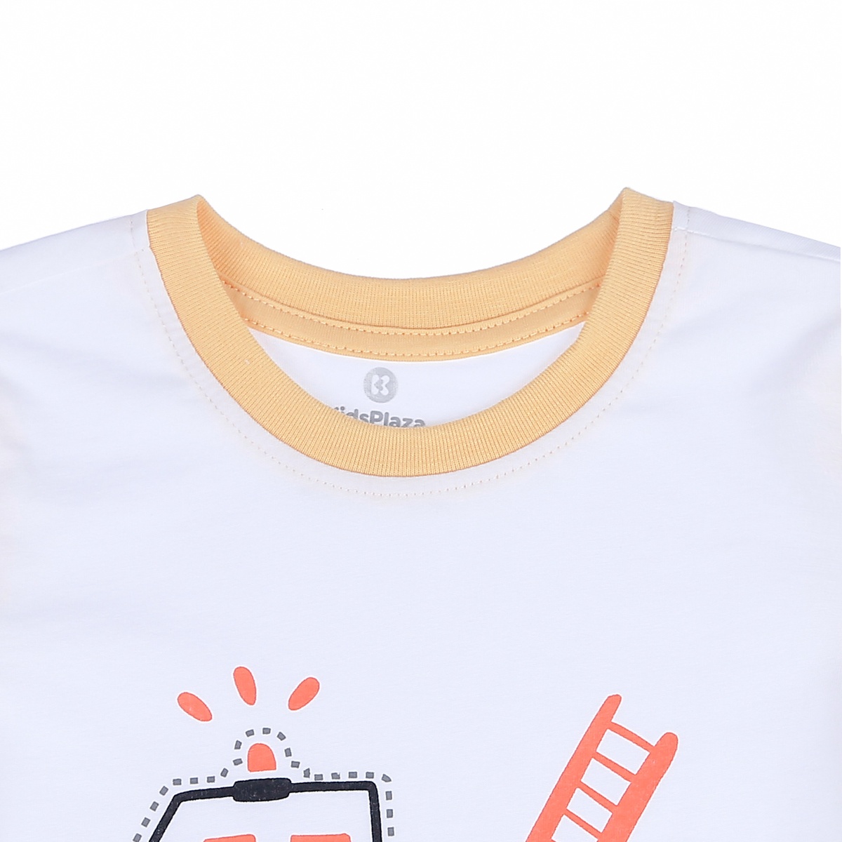 Bộ quần áo cộc tay bé trai KidsPlaza in hình Xe Cứu Hỏa Xe LN21T (Trắng Vàng) - mặt phải