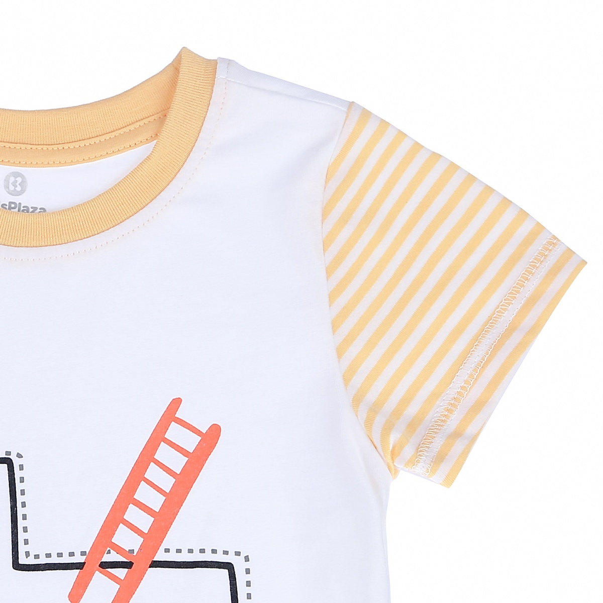 Bộ quần áo cộc tay bé trai KidsPlaza in hình Xe Cứu Hỏa Xe LN21T (Trắng Vàng) - mặt sau