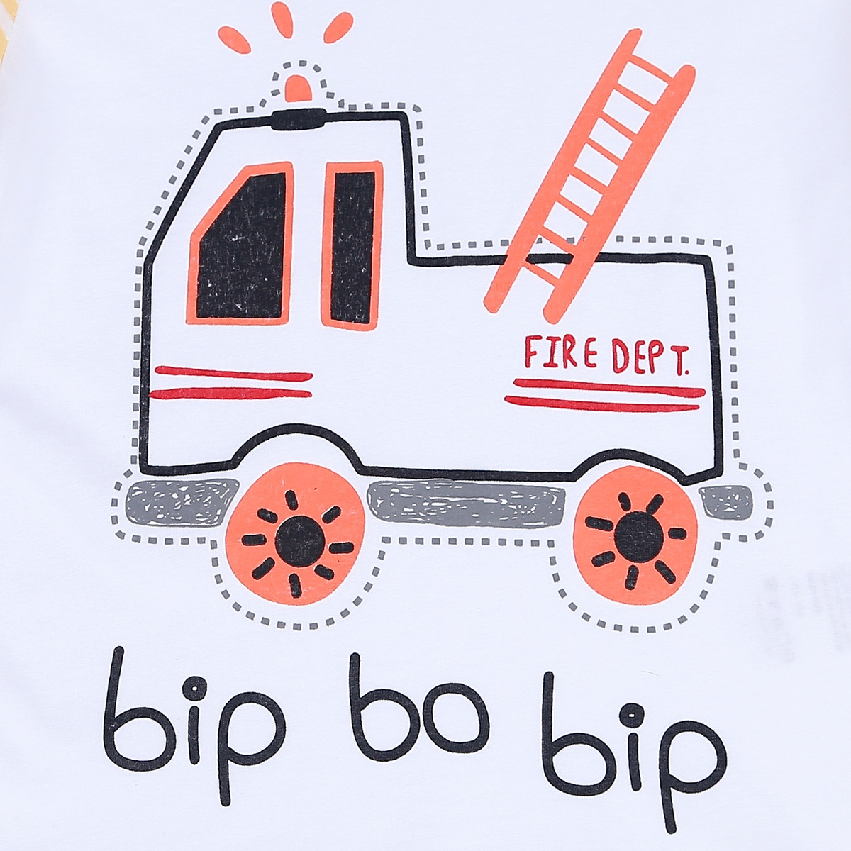 Bộ quần áo cộc tay bé trai KidsPlaza in hình Xe Cứu Hỏa Xe LN21T (Trắng Vàng) - góc nghiêng