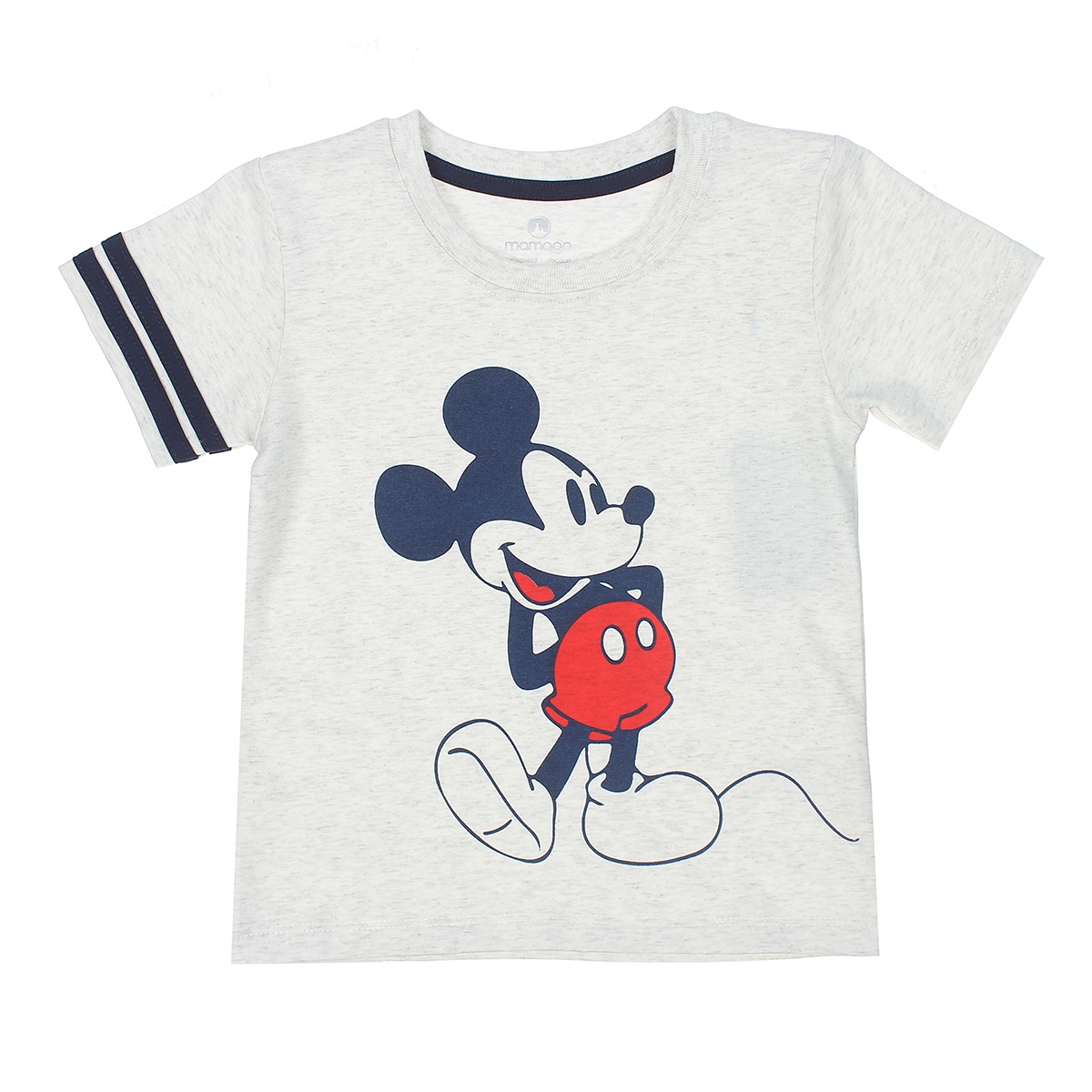 Bộ quần áo cộc tay bé trai Mamago in hình Mickey sọc tay LN20H (Trắng) 1Y - mặt phải
