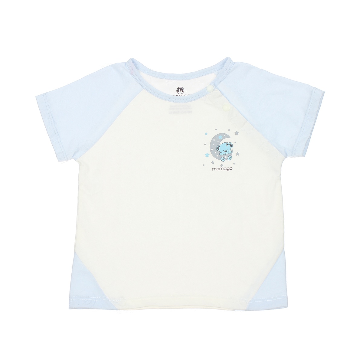 Bộ quần áo cộc tay bé trai Neil gấu cài vai mamago HN20H 6-9M (Trắng) - mặt trái