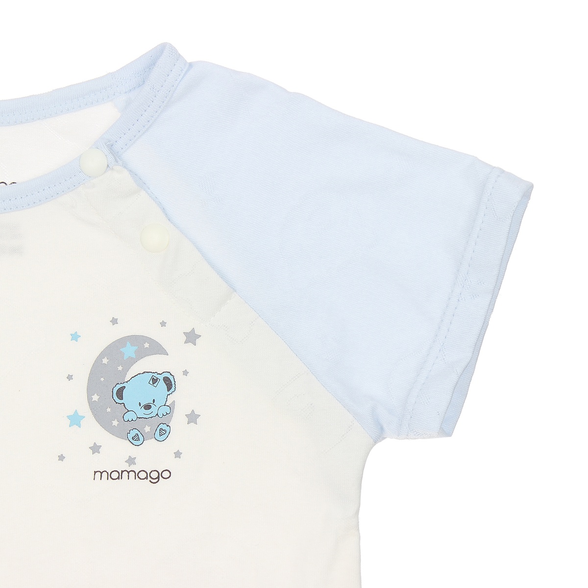 Bộ quần áo cộc tay bé trai Neil gấu cài vai mamago HN20H 6-9M (Trắng) - mặt sau
