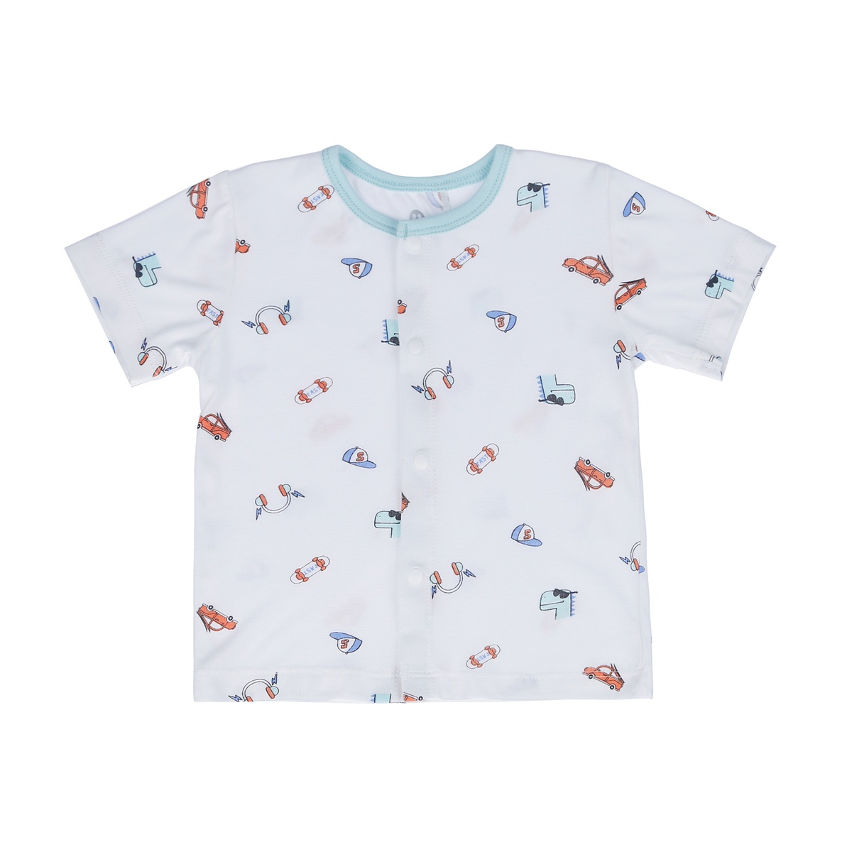 Bộ quần áo cộc tay cài giữa bé trai Otis TKL KidsPlaza ND21H (Trắng Xanh) - mặt trái