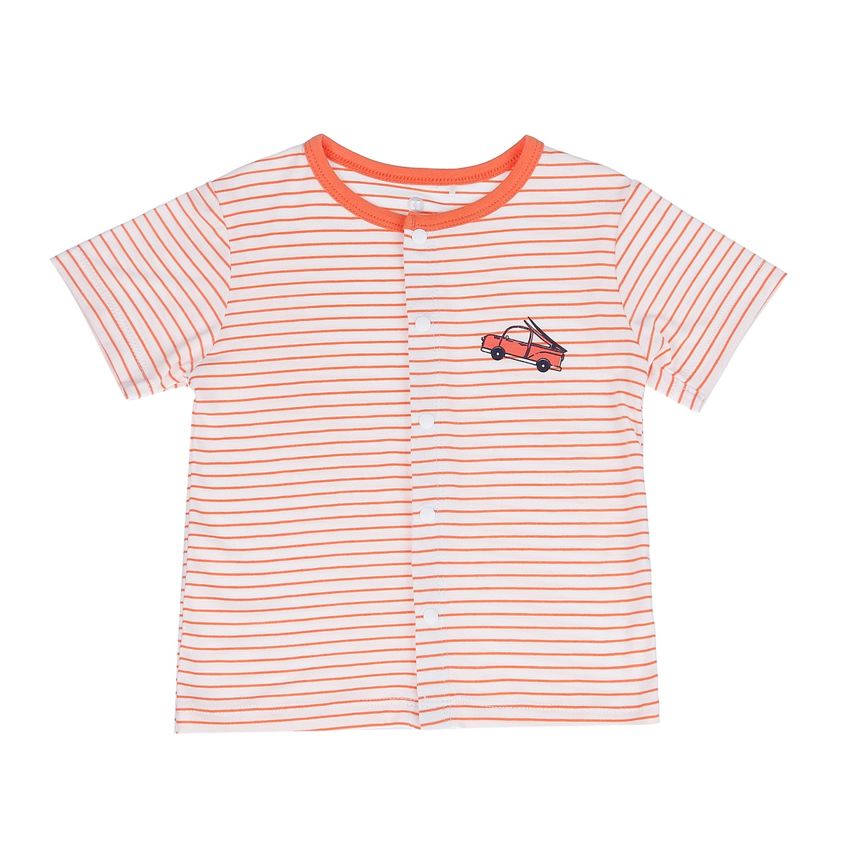 Bộ quần áo cộc tay cài giữa kẻ Otis bé trai KidsPlaza ND21H ( Trắng Cam) - mặt trái