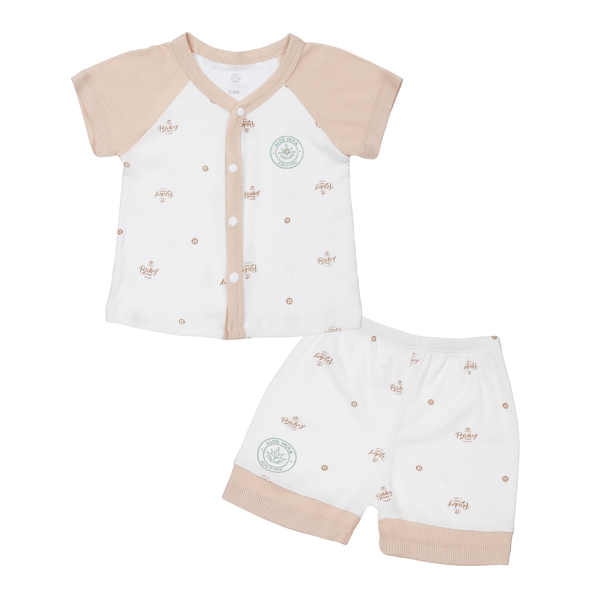 Bộ quần áo cộc tay cài giữa KidsPlaza Fresh air ND23H (Trắng)