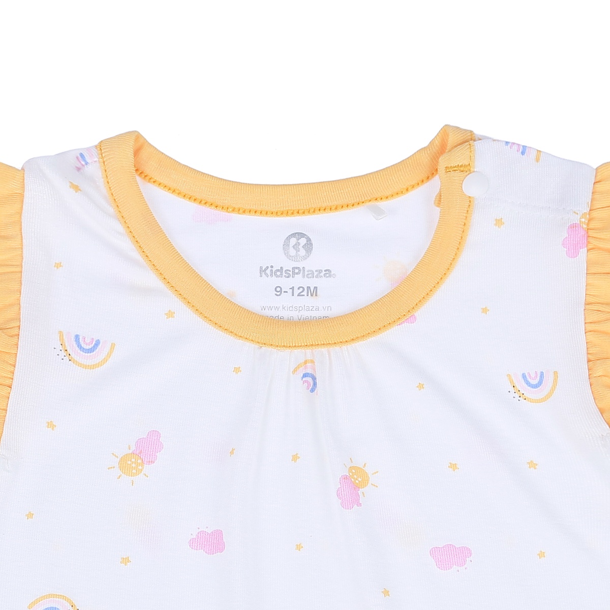 Bộ quần áo cộc tay cài vai Otis KidsPlaza in hình mây ND21H (Trắng Vàng) - mặt phải