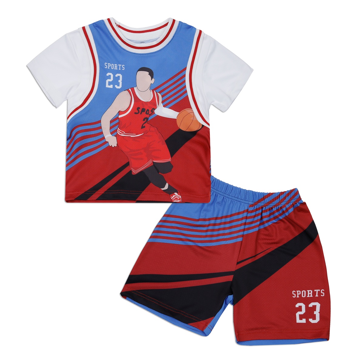 Bộ quần áo cộc tay KidsPlaza activesport23 VY23H (Trắng đỏ)