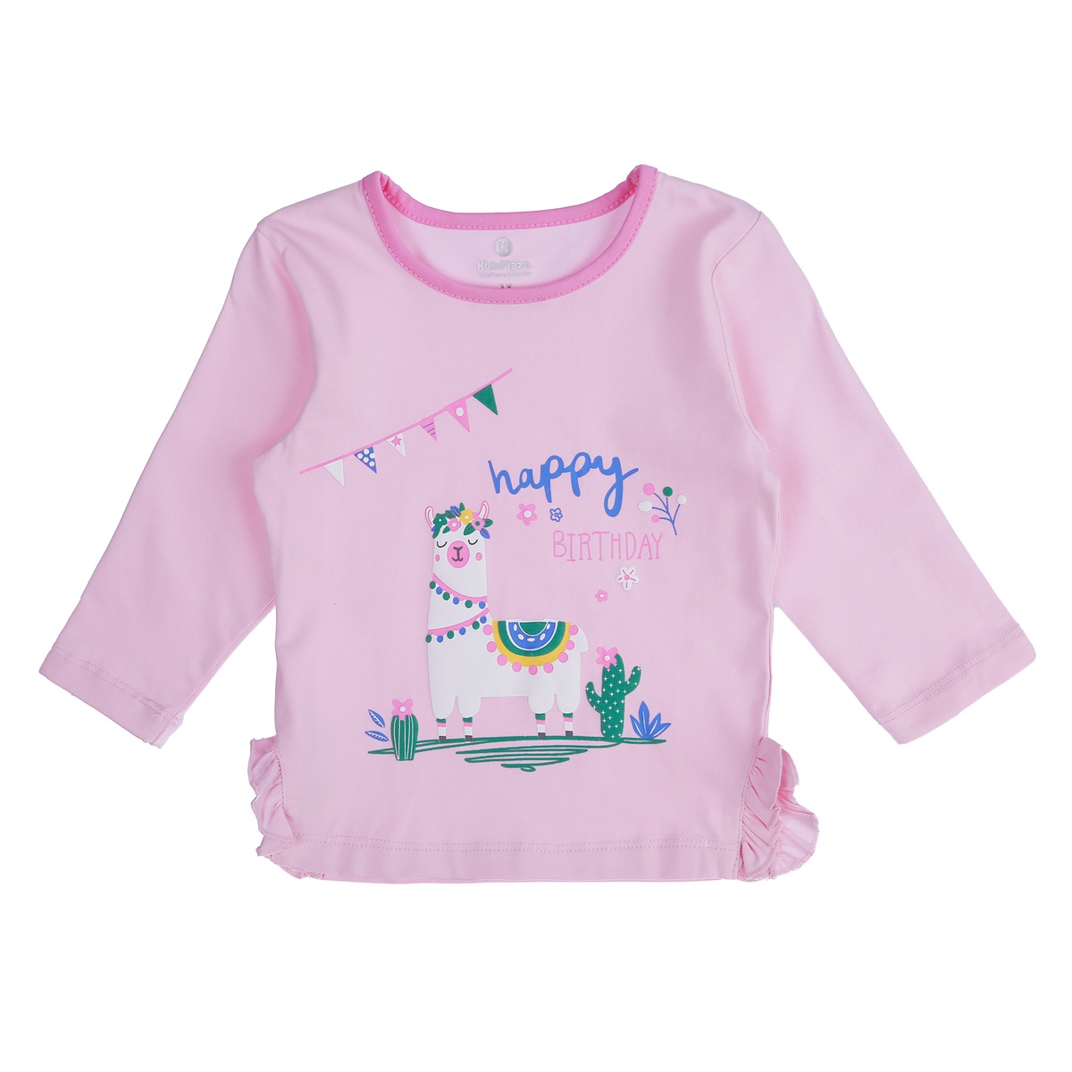 Bộ quần áo dài tay bé gái KidsPlaza happy birthday  TT21T (Hồng) - mặt trái