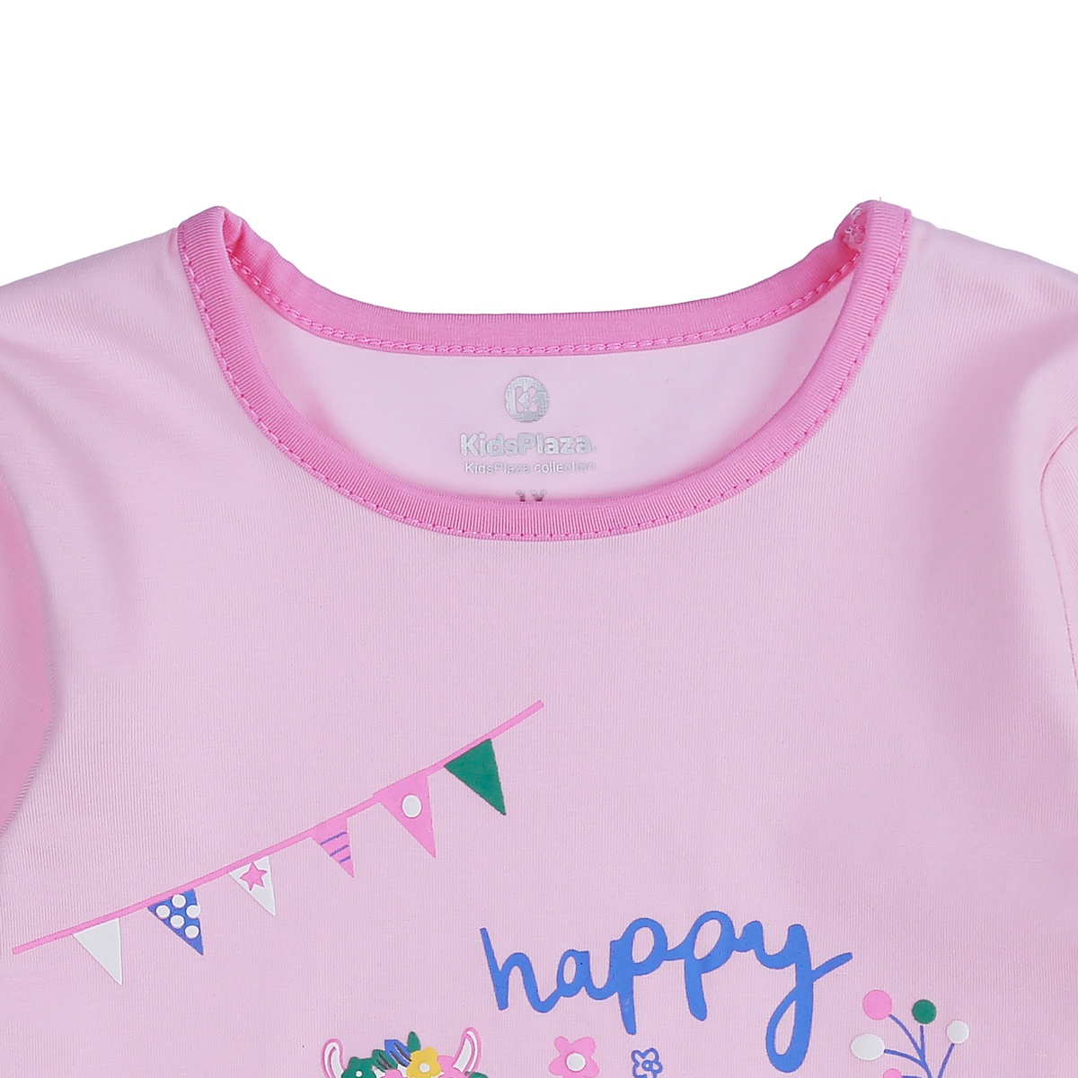Bộ quần áo dài tay bé gái KidsPlaza happy birthday  TT21T (Hồng) - mặt phải