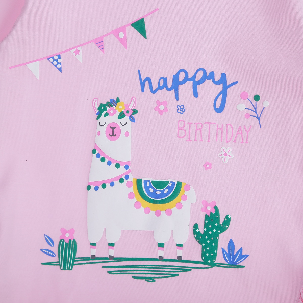 Bộ quần áo dài tay bé gái KidsPlaza happy birthday  TT21T (Hồng) - mặt sau