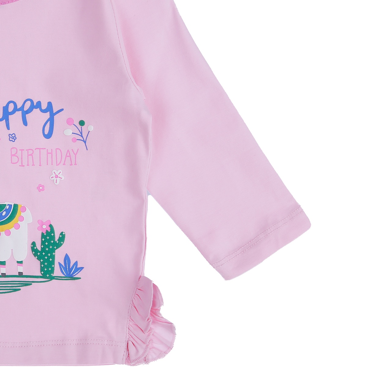 Bộ quần áo dài tay bé gái KidsPlaza happy birthday  TT21T (Hồng) - góc nghiêng
