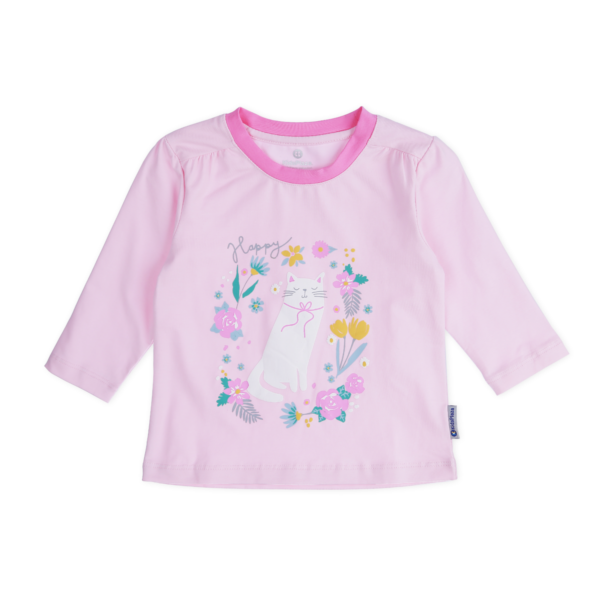Bộ quần áo dài tay bé gái KidsPlaza in hình con mèo TT21T (Hồng) - mặt trái
