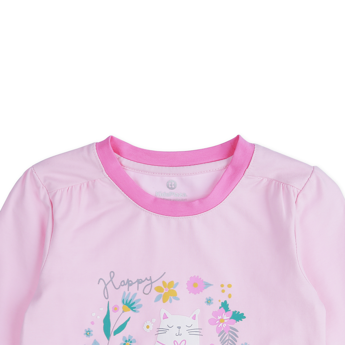 Bộ quần áo dài tay bé gái KidsPlaza in hình con mèo TT21T (Hồng) - mặt phải