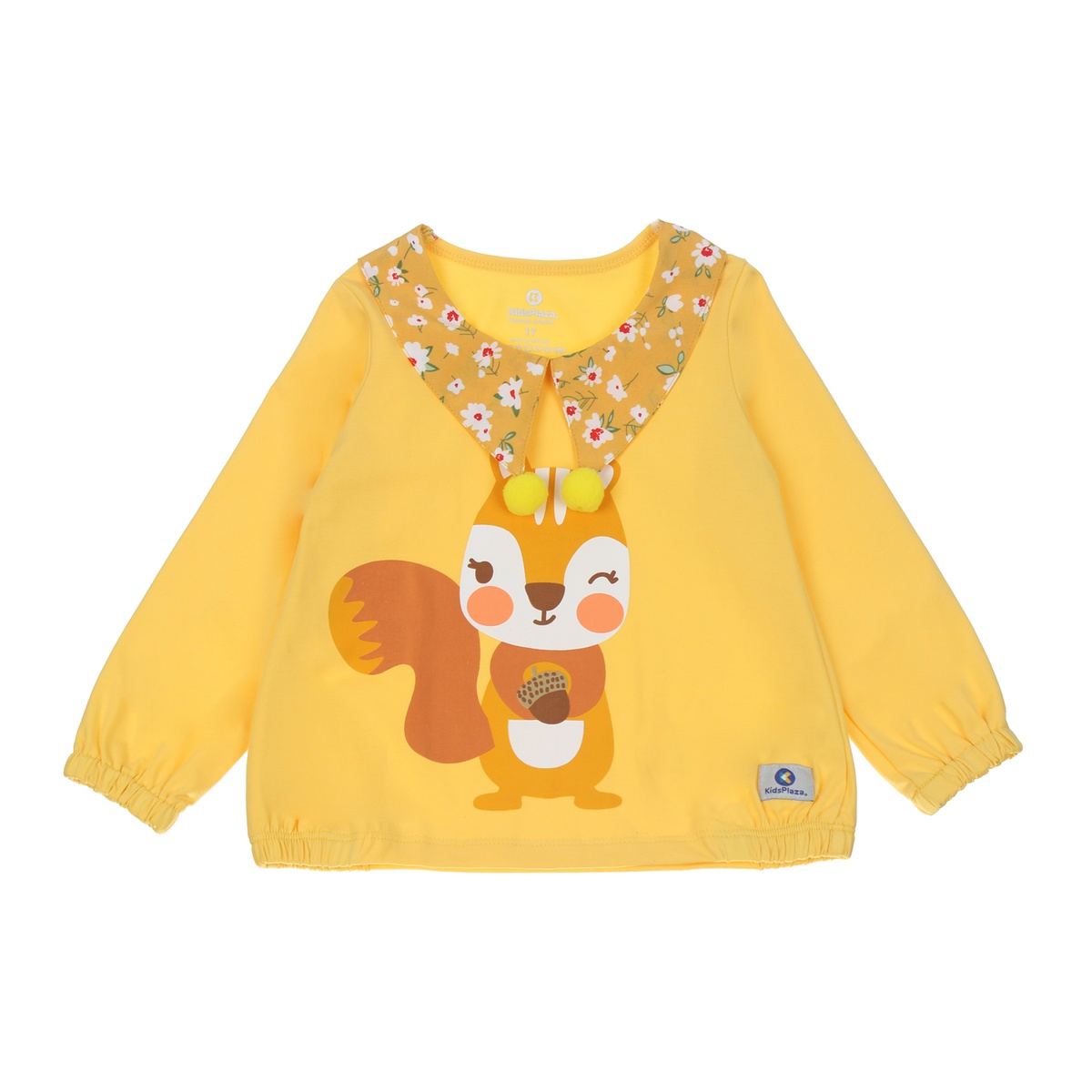 Bộ quần áo dài tay bé gái KIDSPLAZA in hình Sóc con 6Y LN20T (Vàng) - mặt trái