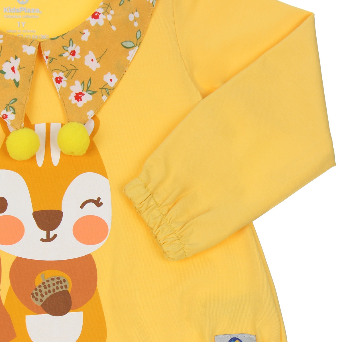 Bộ quần áo dài tay bé gái KIDSPLAZA in hình Sóc con 6Y LN20T (Vàng) - mặt sau