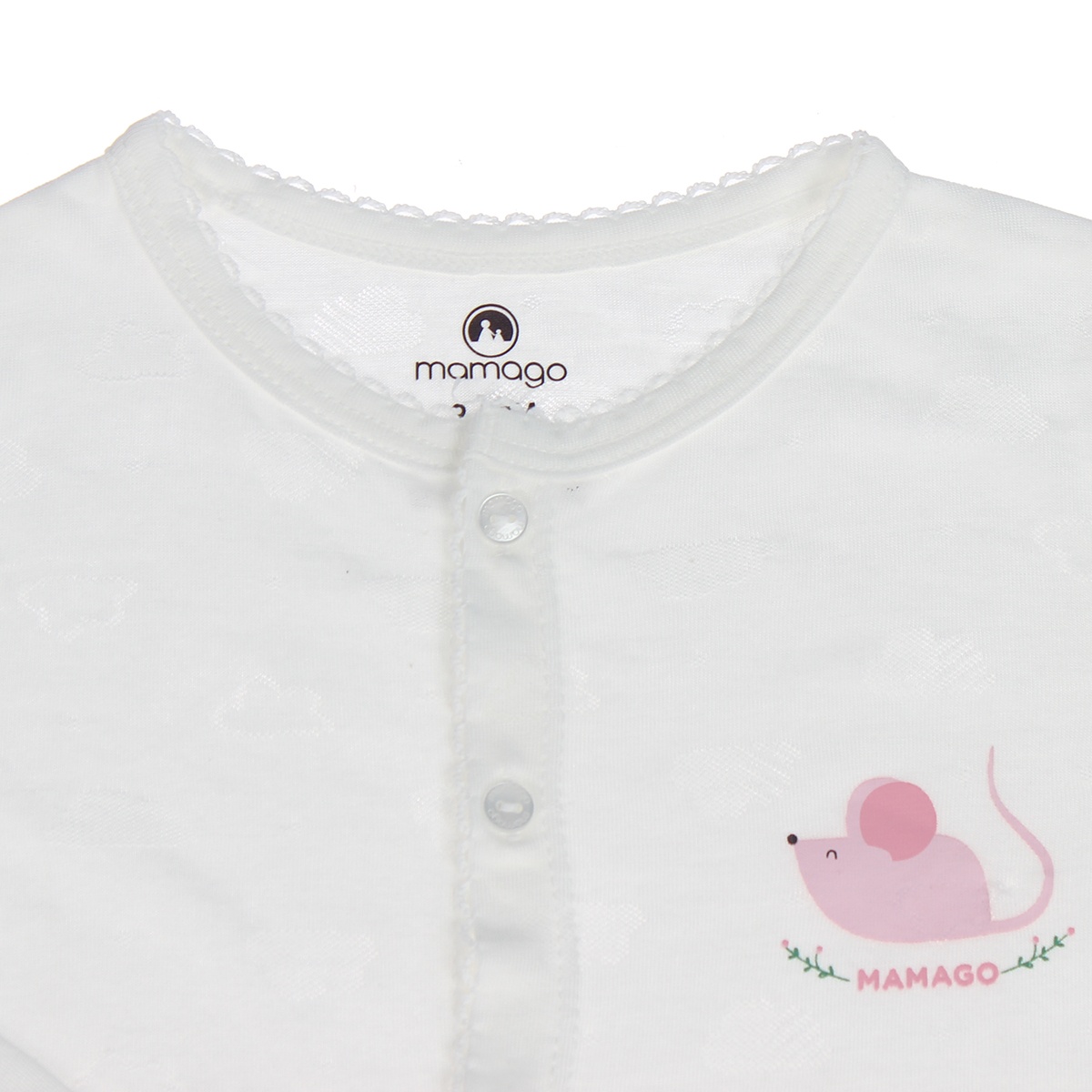 Bộ quần áo dài tay bé gái neil cài giữa Mamago HN20H 6-9M (Trắng) - mặt sau