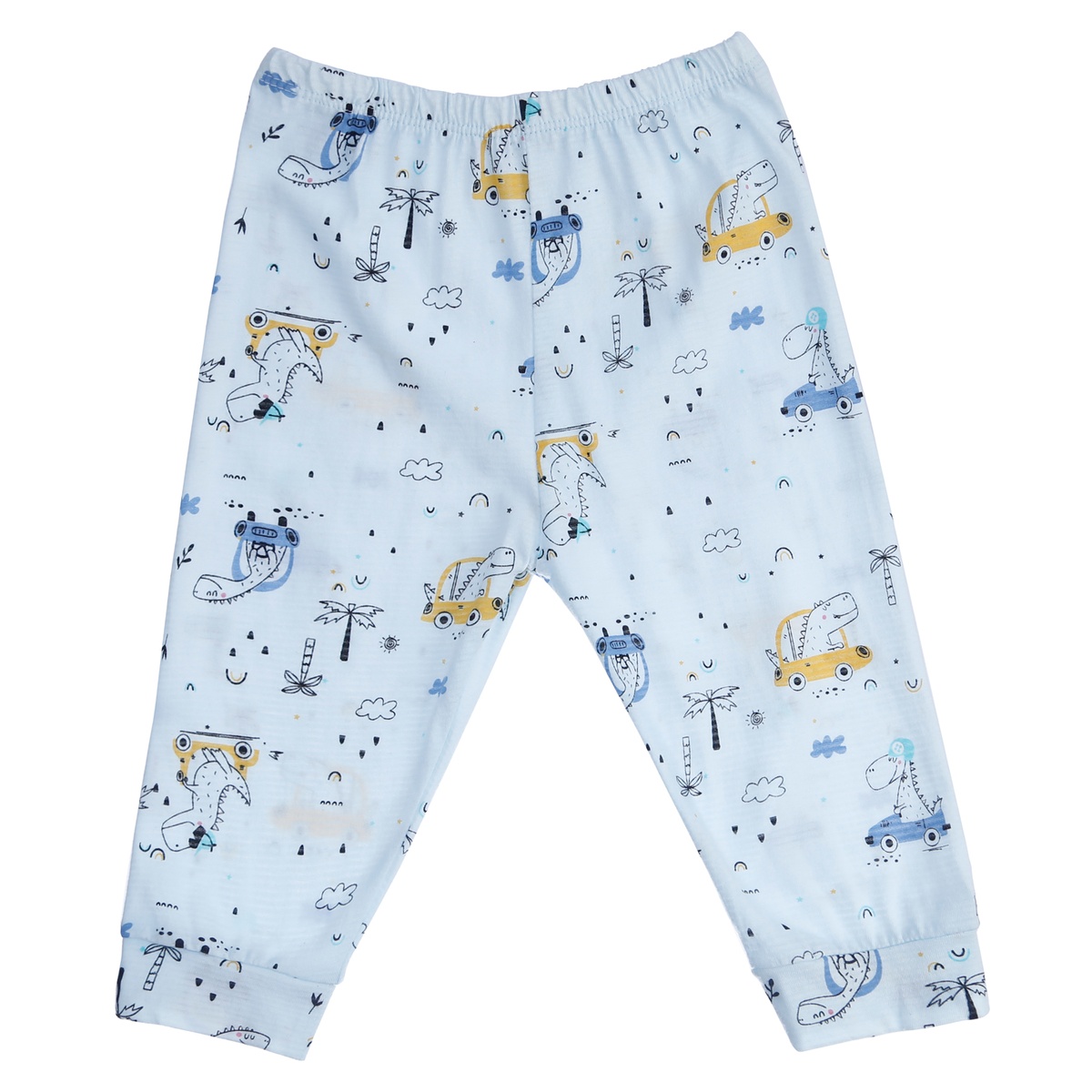 Bộ quần áo dài tay bé trai kẻ phối khủng long KidsPlaza  M21T (Xanh) - góc nghiêng
