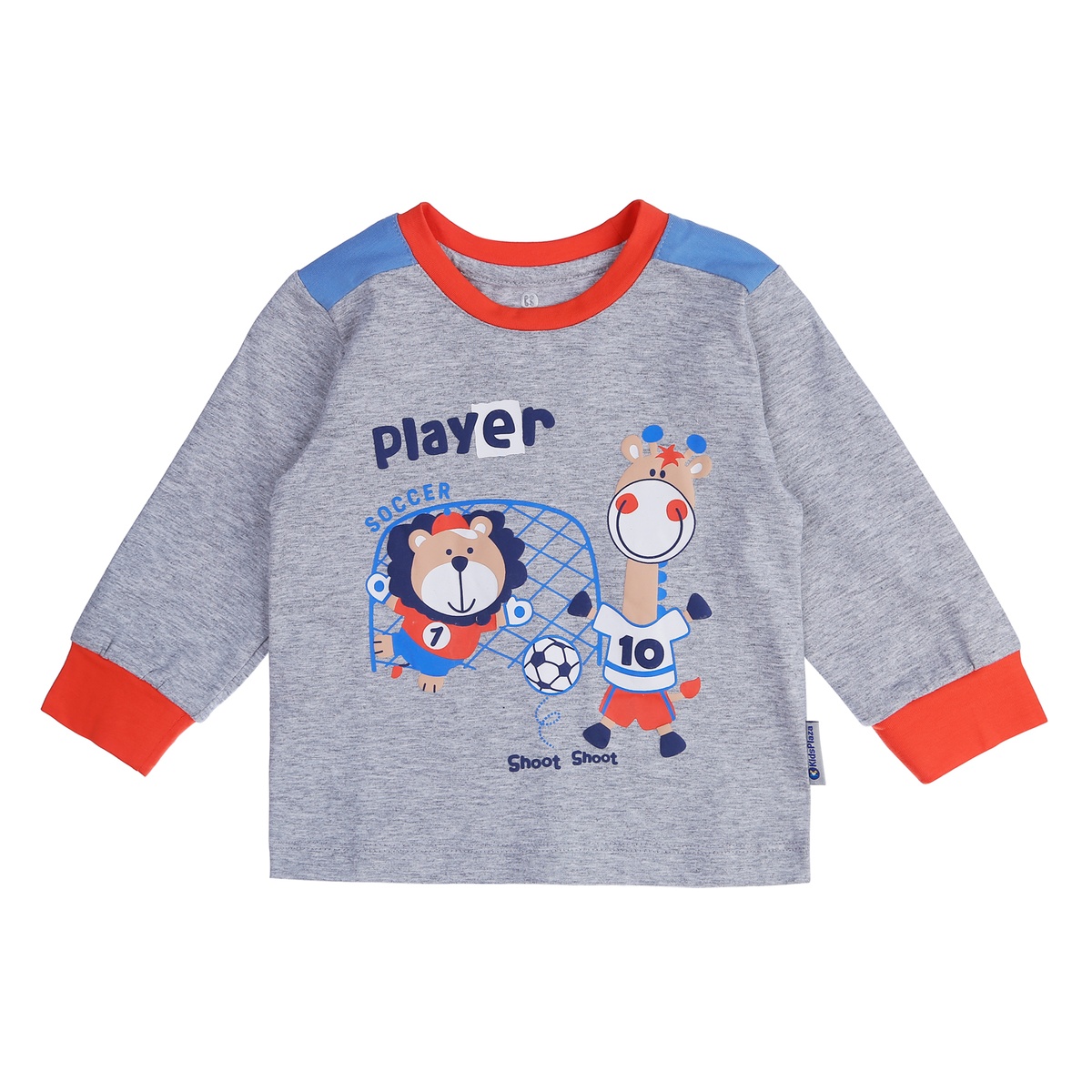 Bộ quần áo dài tay bé trai KidsPlaza in hình hươu cao cổ TT21T (Xám) - mặt trái