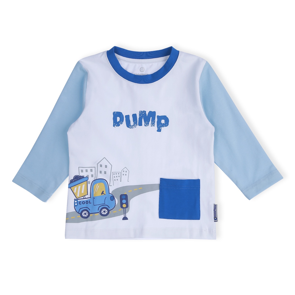 Bộ quần áo dài tay bé trai KidsPlaza in hình xe Dump TT21T (Xanh) - mặt trái
