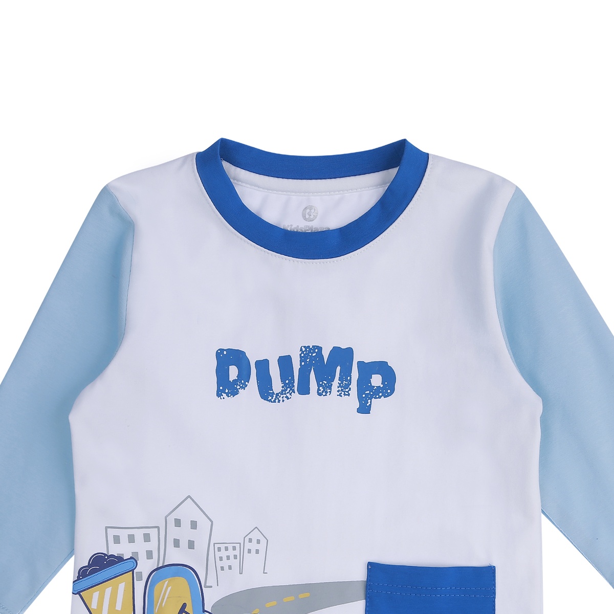 Bộ quần áo dài tay bé trai KidsPlaza in hình xe Dump TT21T (Xanh) - mặt phải