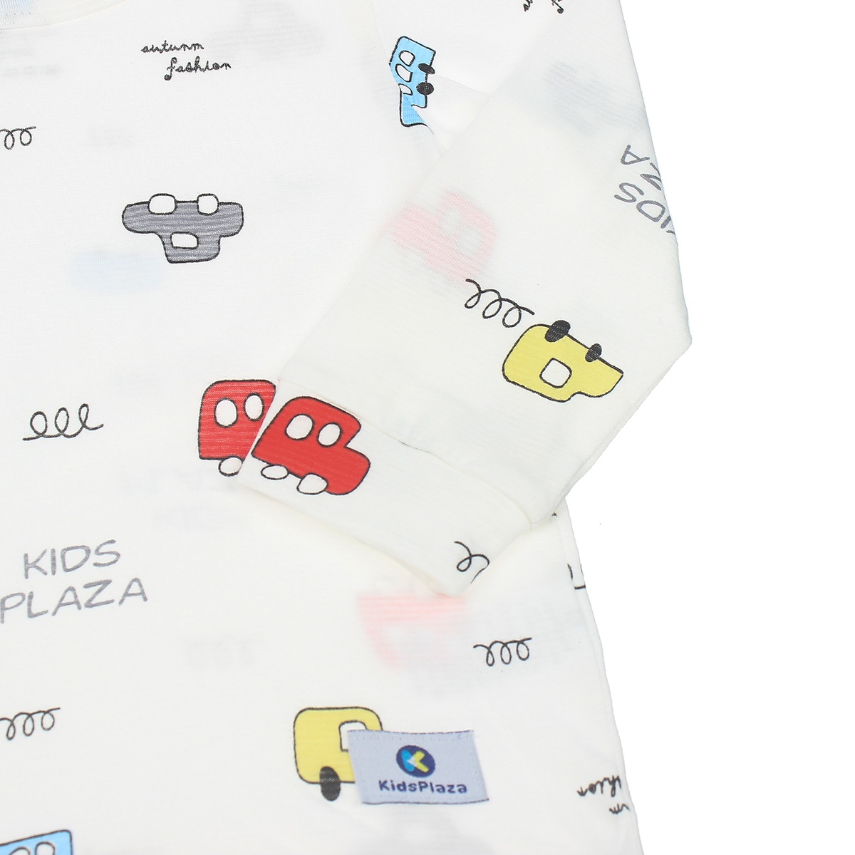 Bộ quần áo dài tay bé trai Kidsplaza kẻ in hình ô tô M20T 5Y - mặt trái
