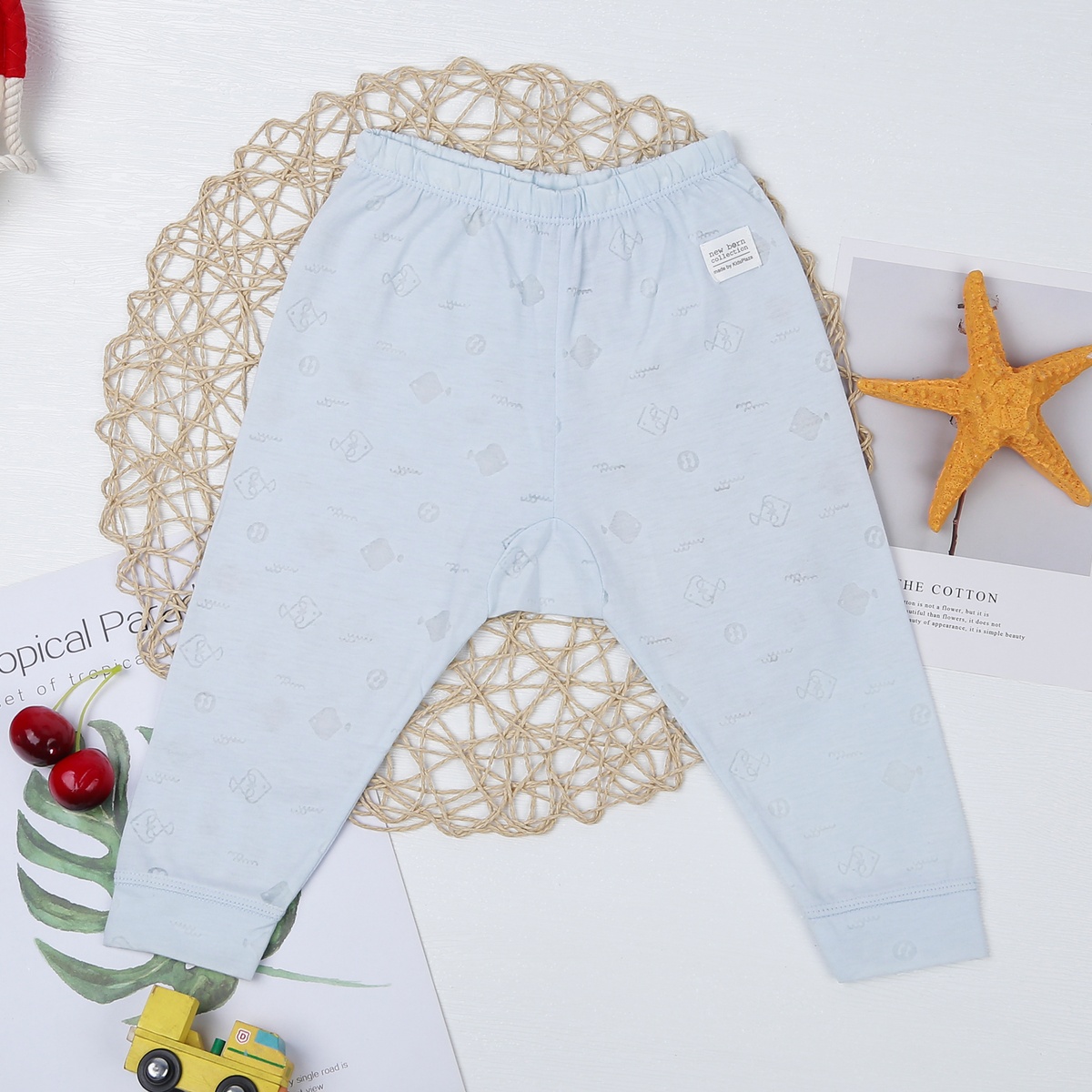Bộ quần áo dài tay cài chéo KidsPlaza in cá HN21T (Xanh) - hình 7