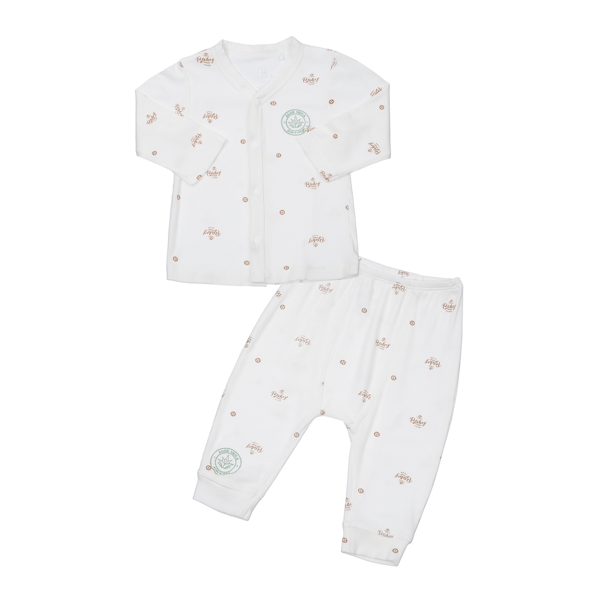 Bộ quần áo dài tay cài giữa KidsPlaza Fresh air ND23H (Trắng)