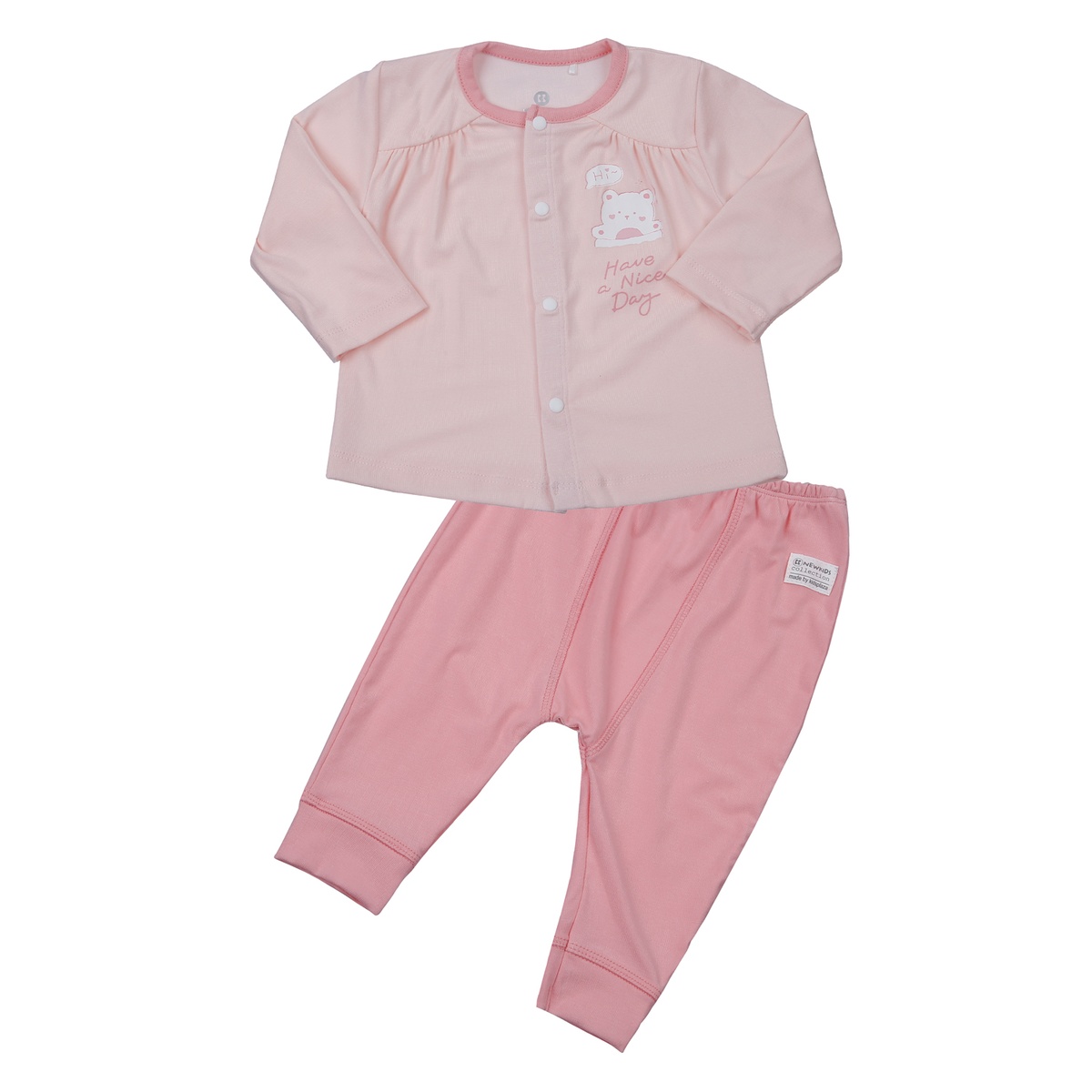 Bộ quần áo dài tay cài giữa KidsPlaza Otis ND24H (Hồng)