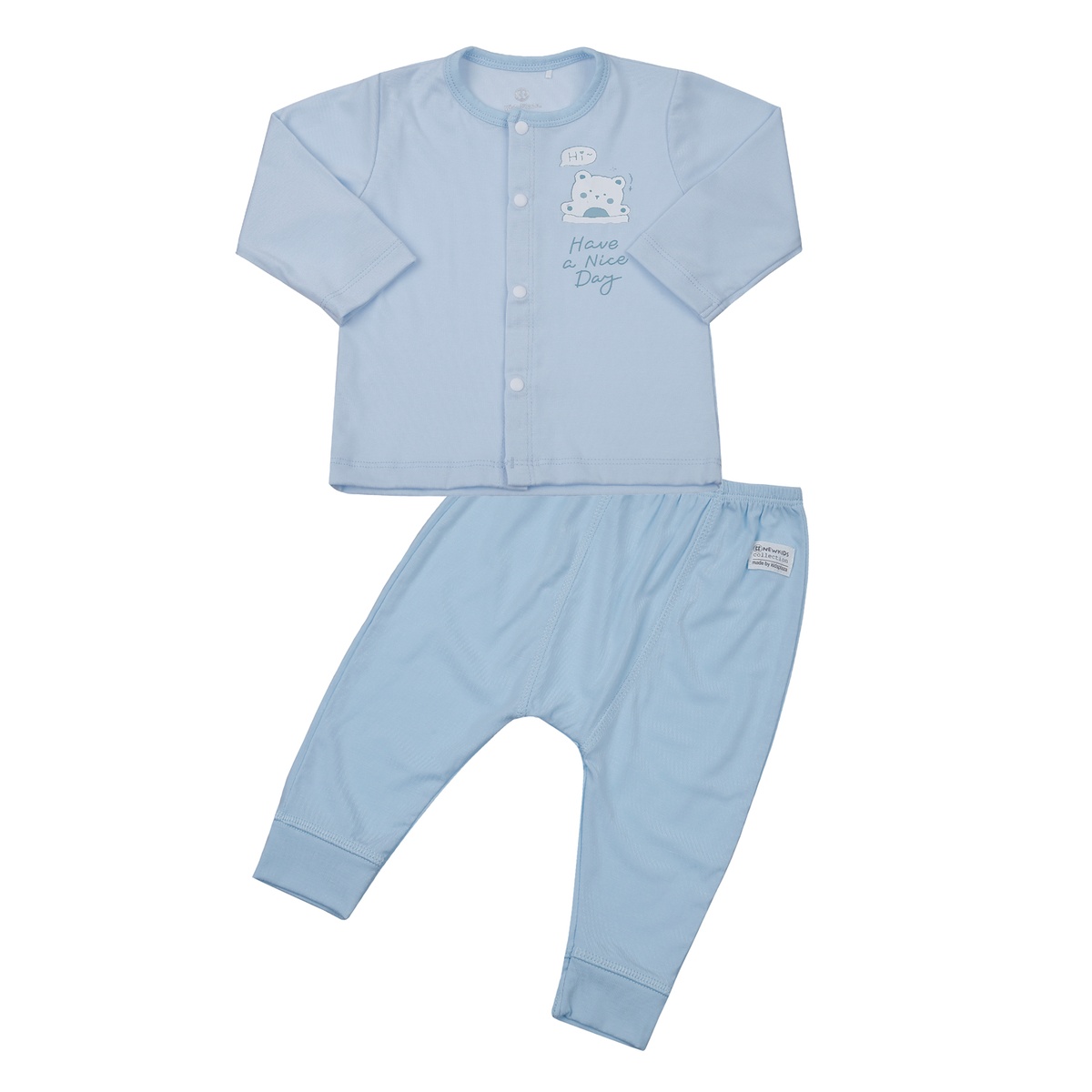 Bộ quần áo dài tay cài giữa KidsPlaza Otis ND24H (Xanh)