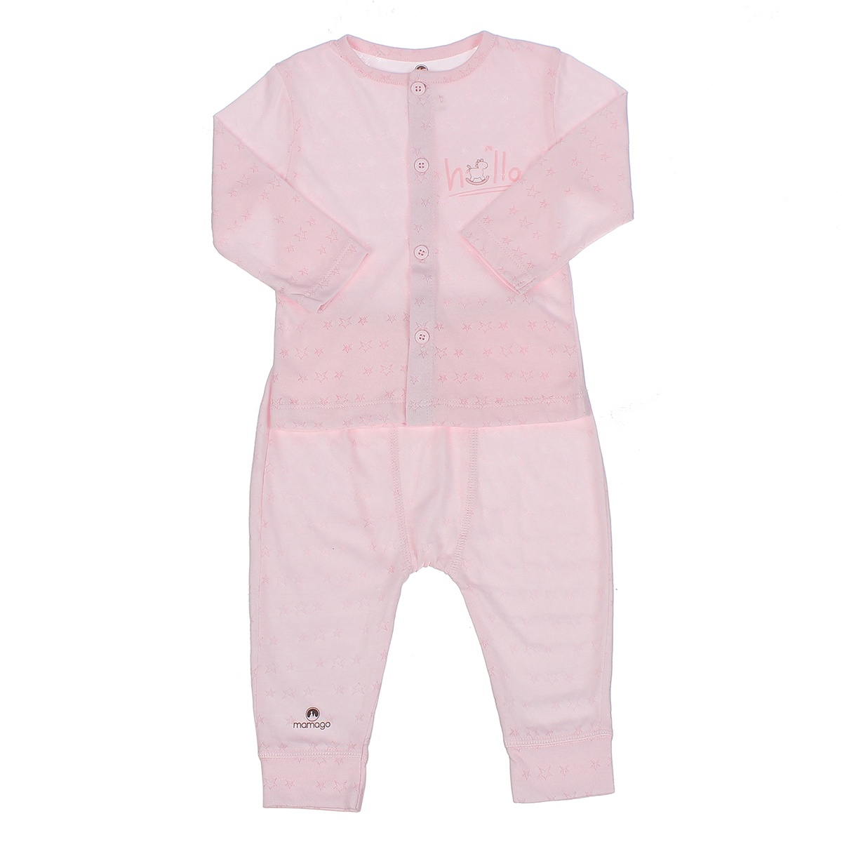 Bộ quần áo dài tay cài giữa Mamago Twikle Star 0-3M ND20H (Hồng)
